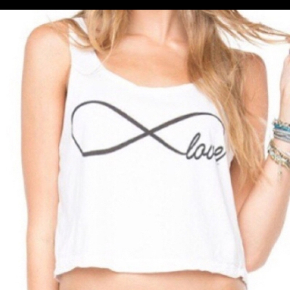 Brandy Melville Infinity Love Crop Tank Top White one size